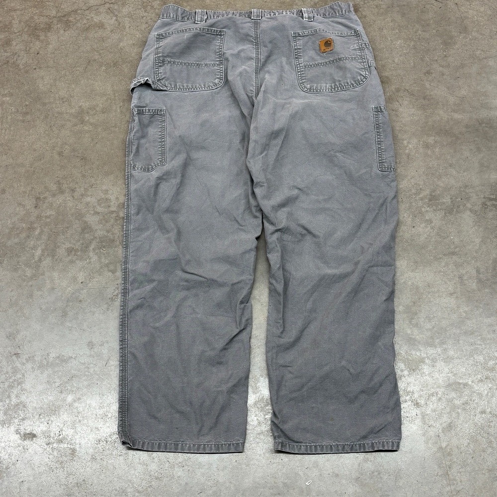 Carhartt Carpenter Pants Mens 40x32 B151 FAT Dungaree Fit Grey Canvas Work